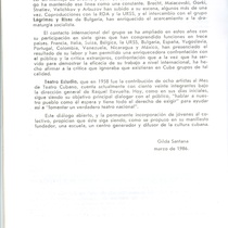 Information leaflet about the history of the "Grupo Teatro Estudio"