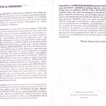 Program for the theatrical production, Pous y el musical