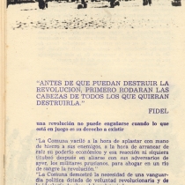 Program for the theatrical production, Los días de la Comuna