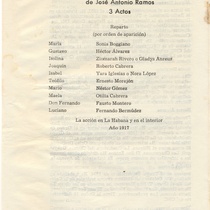 Program for the theatrical production, Tembladera