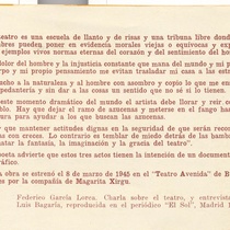 Program for the theatrical production, "La casa de Bernarda Alba"