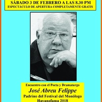 Poster for the event, Encuentro con el poeta y dramaturgo José Abreu Felippe