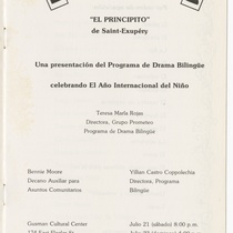 Program for the production, "El principito"