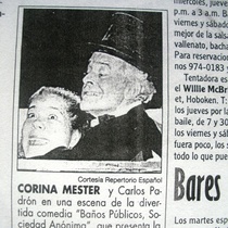 Newspaper clippings about the theatrical production, Francesco: The Life and Times of the Cencisproduction, Baños Públicos, S. A.