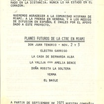 Program for the theatrical production, Bodas de Sangre and El efecto de los rayos gamma sobre las caléndulas