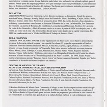 Program for the production, "Los Fantasmas de Tulemón"