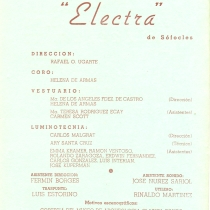 Program for the production, "Electra"