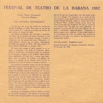 Program for the festival, Festival de Teatro de La Habana 1982