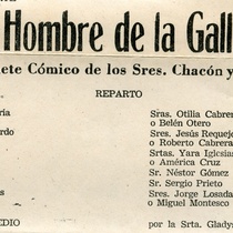 Program for the theatrical production, En tiempos de Don Regino