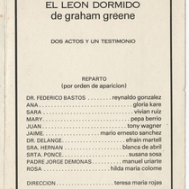 Program for the production, "El león dormido"