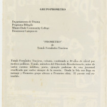 Program for the production, "Prometeo"