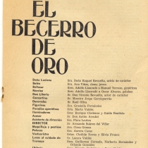 Program for the production, "El becerro de oro"