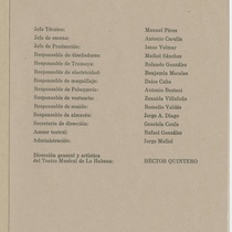 Program for the production, "Bartolo tenía una falta (Teatro Musical de La Habana)