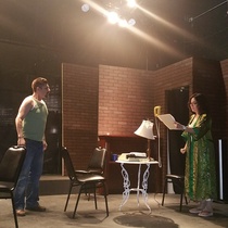 Photographs of rehearsal for the theatrical production, Un mundo de cristal