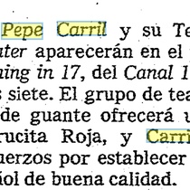 Newspaper clipping of Pepe Carril's participation on the TV Show Something in 17