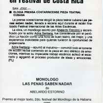 Program for the theatrical production, Las penas saben nadar