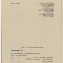 Program for the production, "Una señora comediante (Teatro Musical de La Habana)