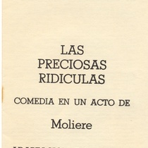 Program for the theatrical production, Las preciosas ridículas