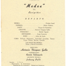 Program for the production, "Medea"