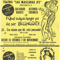 Playbill for the production, "¿Qué culpa tengo yo de ser bilingüe?"