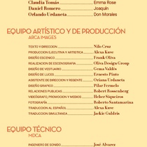 Program for the theatrical production, Sed en la calle del Agua