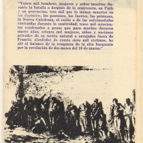 Program for the theatrical production, Los días de la Comuna