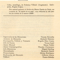 Program for the theatrical productions, "La repetición" y "Las de enfrente"