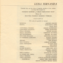 Program for the production, "Luisa Fernanda"