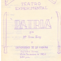 Invitation and program for the production, "Patria"