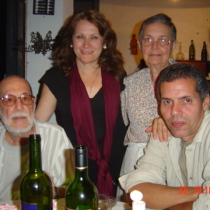 Abelardo Estorino,  Olga Lastra, Estorino' sister, and Reinaldo Montero in Estorino's birthday party, 2004