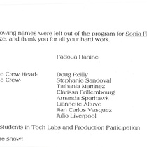 Program for the production, Sonia Flew