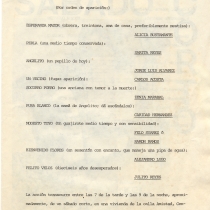 Program for the production, "Sábado corto"