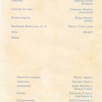 Program for the theatrical production, Pequenos conciertos