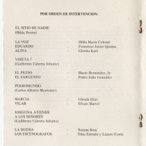 Program for the production, "Estampas de la novelística cubana"