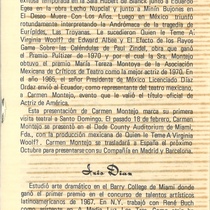 Program for the Teatro Nacional theatrical production, El efecto de los rayos gamma sobre las caléndulas