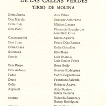 Program for the theatrical production, Don Gil de las Calzas Verdes