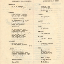 Program for the theatrical production, Las vacas gordas