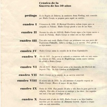 Program for the theatrical production, Madre coraje y sus hijos