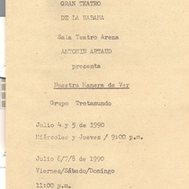 Program for the theatrical production, "Nuestra manera de ver"