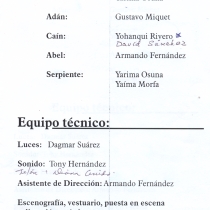 Program for the production, "Los mangos de Caín"