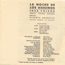 Program for the theatrical production, La noche de los asesinos