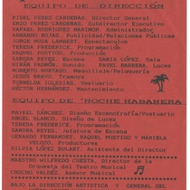 Program for the production, "Noche habanera" 