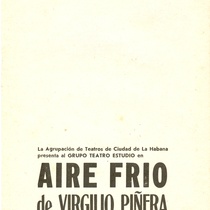 Program for the theatrical production, Aire frío