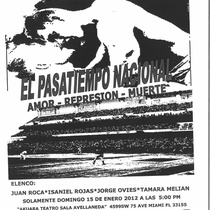 Flyer for the staged reading, "El pasatiempo nacional"