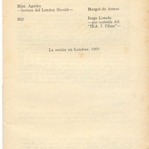 Program for the theatrical production, Un asesino para Carlota