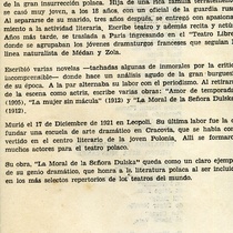 Program for the theatrical production, La moral de la Sra. Dulska