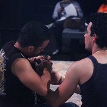 Photographs of a rehearsal for the theatrical production, Talco, un drama de tocador