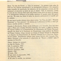 Program for the theatrical productions, "La repetición" y "Las de enfrente"