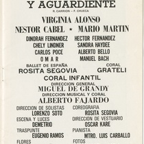 Program for the production, "Agua, azucarillos y aguardiente"