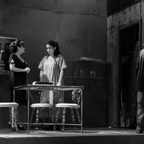 Photographs of rehearsal for the theatrical production, Un mundo de cristal